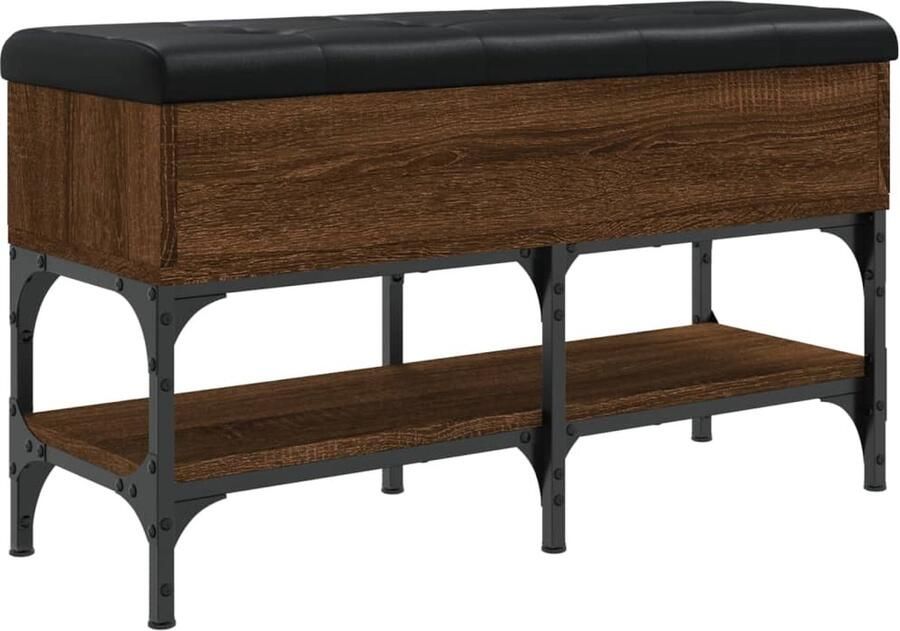VidaXL Schoenenbank 82x32x45 cm bewerkt hout bruin eikenkleur Schoenenbank Houten Schoenenbank Bruine Schoenenbank Vintage Schoenenbank Entree Bank