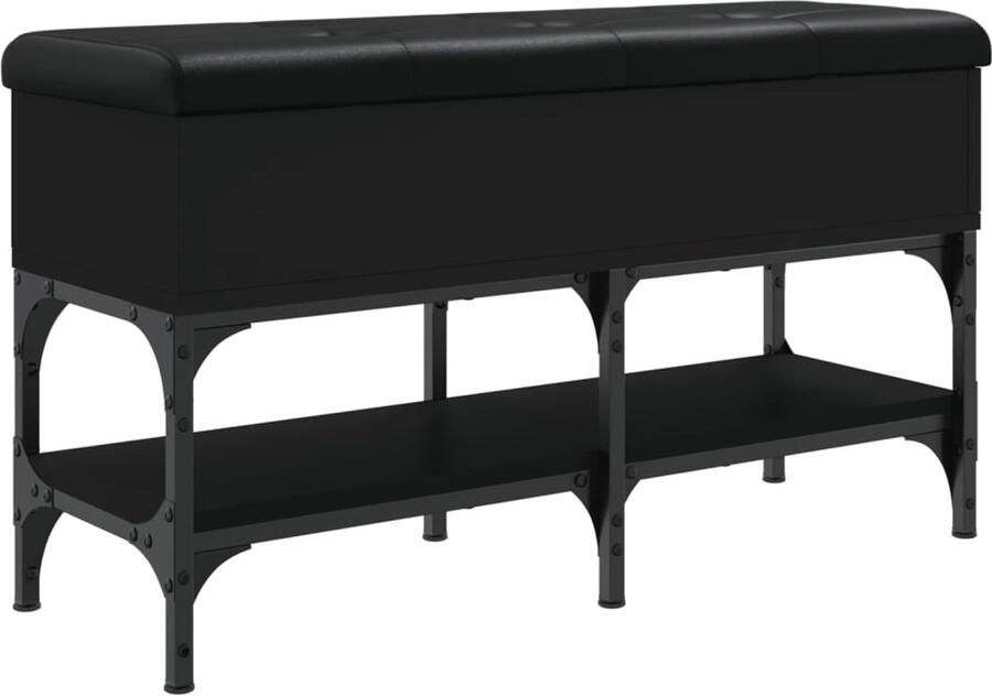 VidaXL Schoenenbank 82x32x45 cm bewerkt hout zwart Schoenenbank Houten Schoenenbank Zwarte Schoenenbank Entreemeubilair Opbergbanken
