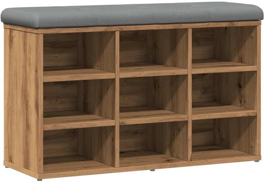 VidaXL Schoenenbank 82x32x50 cm bewerkt hout artisanaal eikenkleur Schoenenbank Houten Schoenenbank Eiken Schoenenbank Schoenuitlegkast Opbergbank