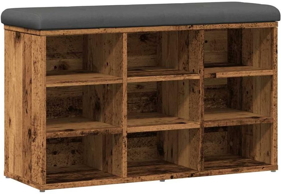 VidaXL Schoenenbank 82x32x50 cm bewerkt hout oud houtkleurig Schoenenbank Houten Schoenenbank Vintage Schoenenbank Schoenenkast Opbergbank