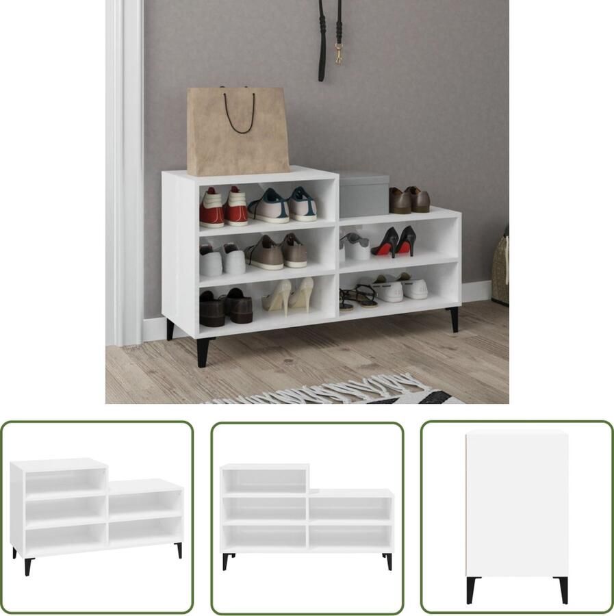 VidaXL Schoenenkast 102x36x60 cm bewerkt hout wit