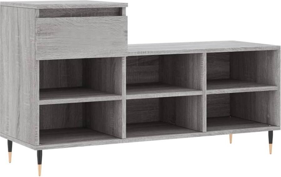 The Living Store Schoenenkast Grijs Sonoma Eiken 102x36x60 cm Duurzaam Hout Inclusief Lade en 6 Vakken Schoenenkast Houten Schoenenkast Schoenen Organisatie Bergruimte Entryway Furniture