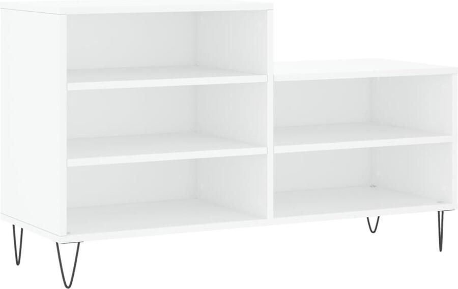 The Living Store Schoenenkast Bewerkt hout 102 x 36 x 60 cm Wit Schoenenkast Houten Schoenenkast Wit Schoenenkast Bergruimte Organisatie