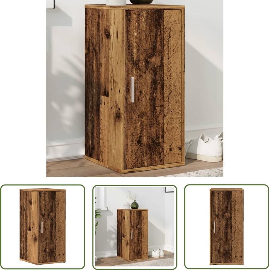 VidaXL Schoenenkast 32x35x70 cm bewerkt hout oud houtkleurig Schoenenkast Houten Schoenenkast Vintage Schoenenkast Opbergkast Entree Kast