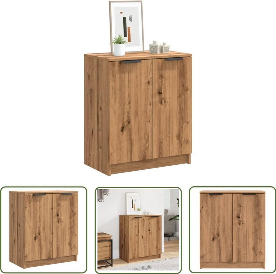 The Living Store Schoenenkast 59x35x70 cm bewerkt hout artisanaal eikenkleurig Schoenenkast Houten Schoenenkast Bergruimte Opslagoplossing Entree Meubel