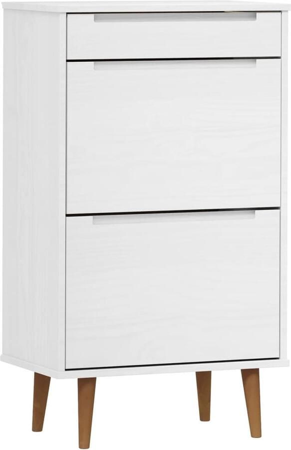 The Living Store MOLDE Schoenenkast 59.5 x 35 x 103 cm Massief grenenhout uv-vernis Schoenenkast Houten Schoenenkast Schoenendoos Garderobe Kast Bergruimte
