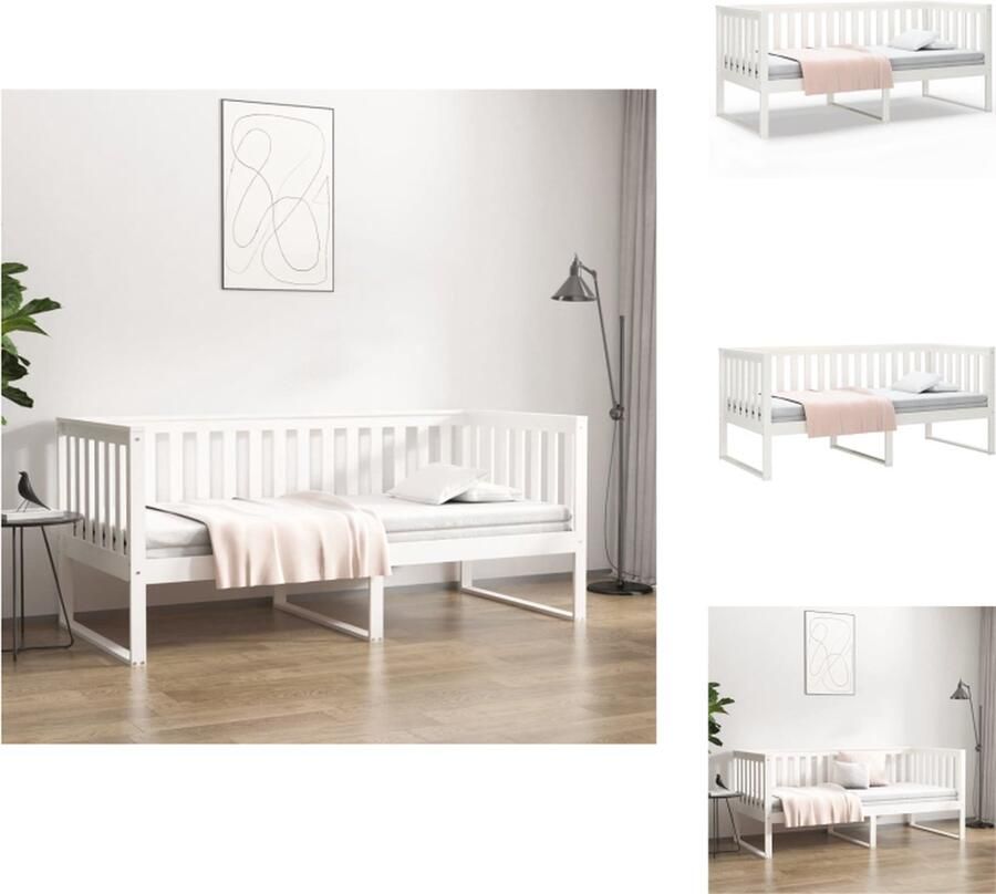 VidaXL Houten Slaapbank Bedframe Massief Grenenhout 207.5 x 95 x 89.5 cm Wit Bed