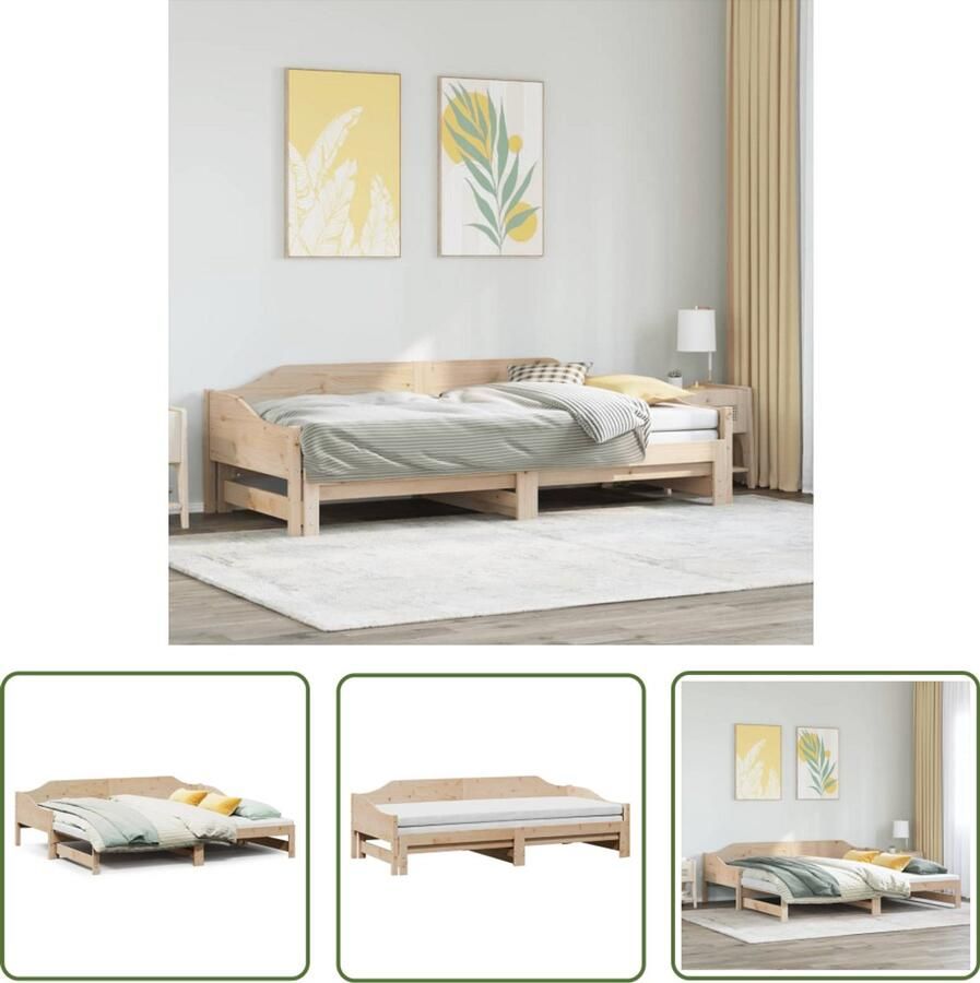 VidaXL Slaapbank met onderschuifbed 90x190 cm massief grenenhout Slaapbank Houten Slaapbank Grenenhouten Slaapbank Tweepersoons Slaapbank Stapelbed