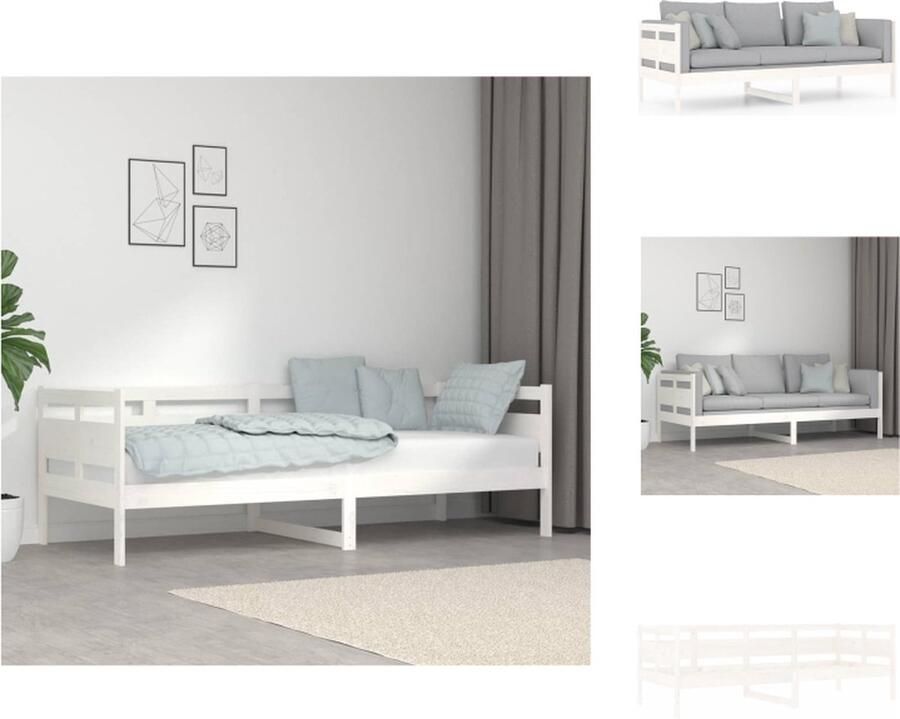 VidaXL Houten Slaapbank wit 203.5 x 86 x 66 cm massief grenenhout veelzijdige logeerbed en bank Bed - Foto 3
