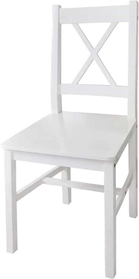 The Living Store Houten eetkamerstoelen Set van 4 Wit 41.5 x 45.5 x 85.5 cm Ergonomisch design Eetkamerstoelen Houten Stoelen Dining Chairs White Furniture Modern Dining Chair - Foto 3