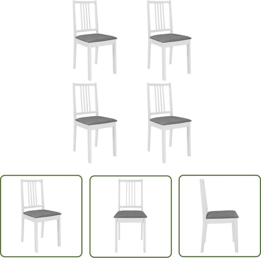 The Living Store Eetstoelen set Klassiek 6-delig Massief Hout 40x49x88.5cm Wit en Grijs Eetkamerstoelen Salontafels Meubilair Vintage Meubels Modern Meubilair - Foto 2