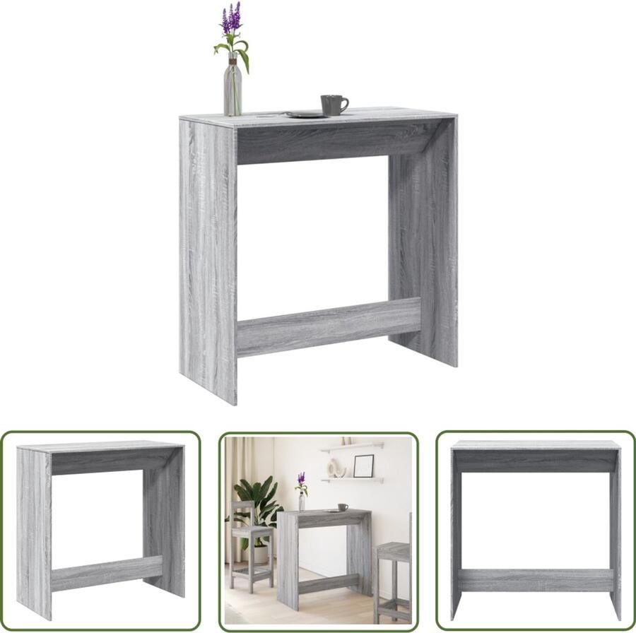 The Living Store Bartafel 102x50x103 5 cm bewerkt hout grijs sonoma eikenkleur Bartafel Houten Bartafel Bistrotafel Loungetafel Servieskast