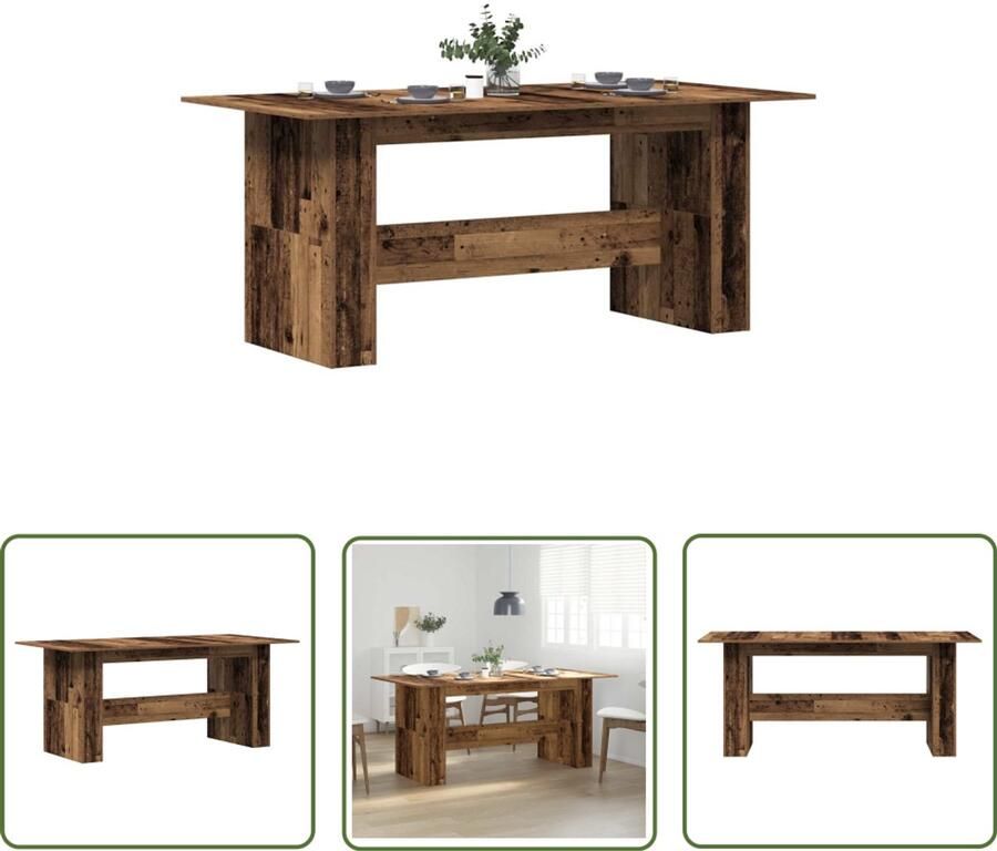 VidaXL Eettafel 180x90x76 cm bewerkt hout oud houtkleurig Eetkamertafel Houten Tafel Eettafel Oud Hout Bewerkt Hout Salontafel