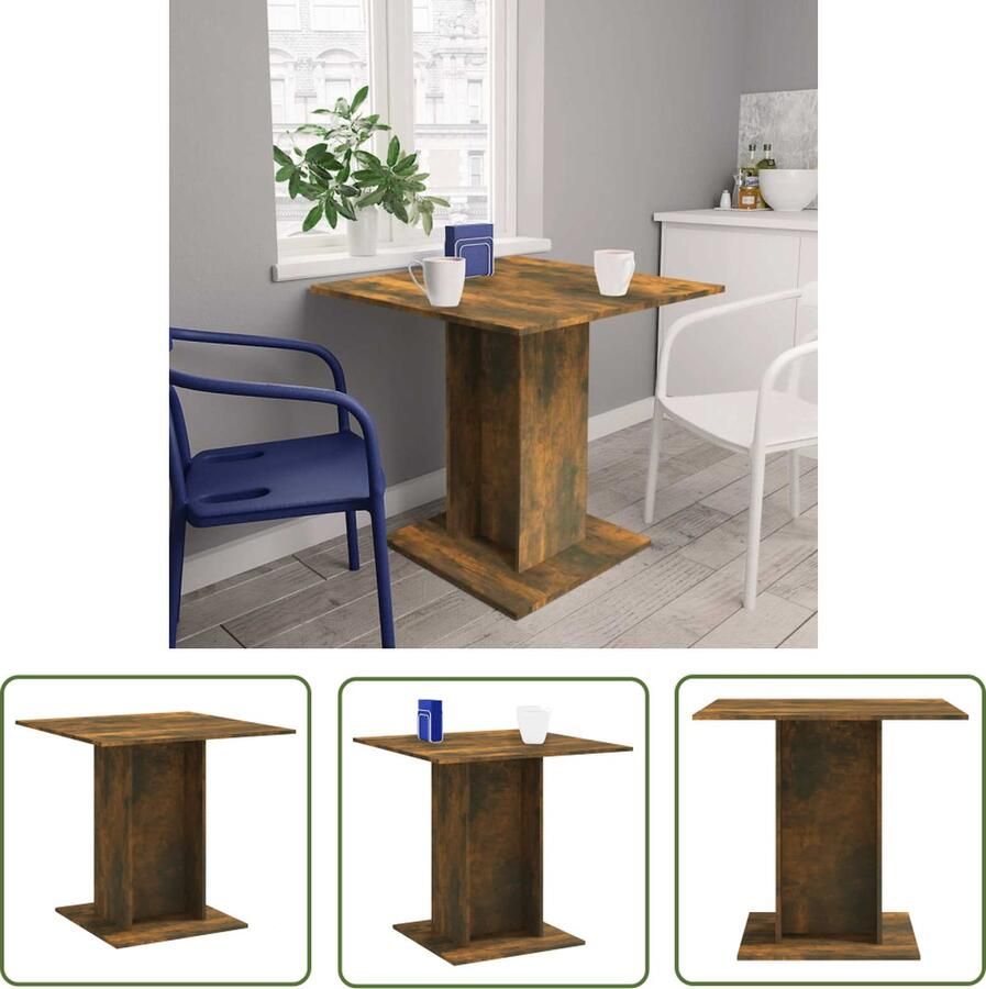 The Living Store Eettafel Gerookt Eiken 80 x 80 x 75 cm Duurzaam Hout Eetkamertafel Houten Tafel Eiken Tafel Minimalistische Tafel Moderne Tafel - Foto 2