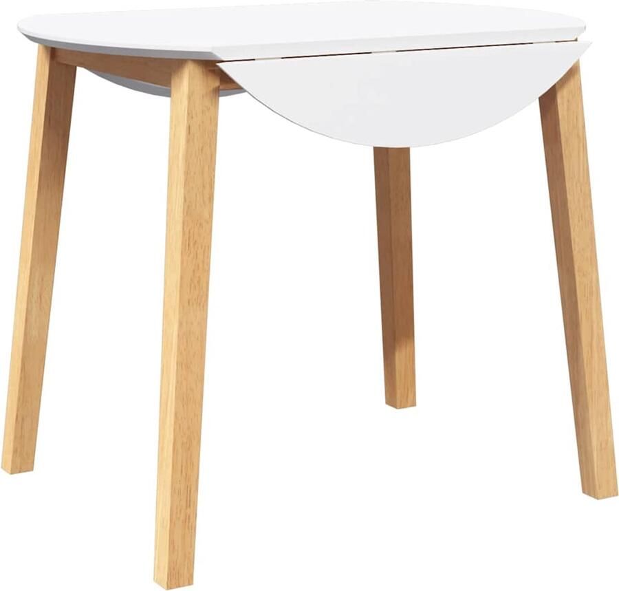 The Living Store Eettafel massief hout naturel rubber Eetkamertafel Houten Tafel Salontafel Rubberhouten Tafel Ronde Tafel