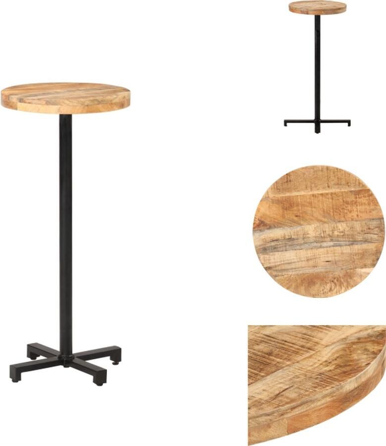 VidaXL Houten Tafel Eettafel Bijzettafel 50x110cm Ruw Mangohout Zwart IJzer Tafel