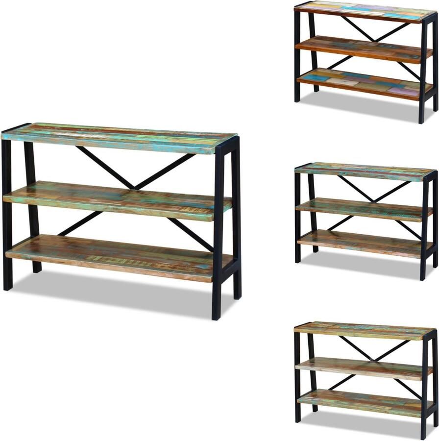 VidaXL Houten Tafel Houten Tafels Houten Bijzettafel Houten Bijzettafels Dressoir 3 schappen massief gerecycled hout