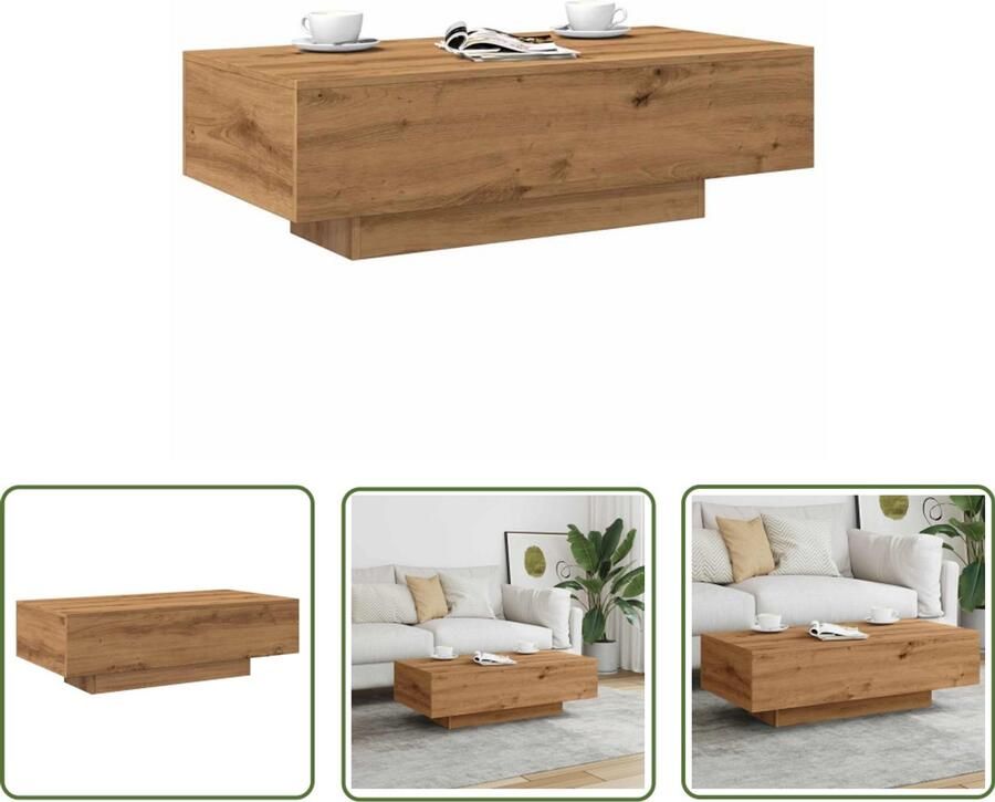 VidaXL Salontafel 100x49 5x31 cm bewerkt hout artisanaal eikenkleur Salontafel Houten Tafel Eiken Kleur Koffietafel Bijzettafel
