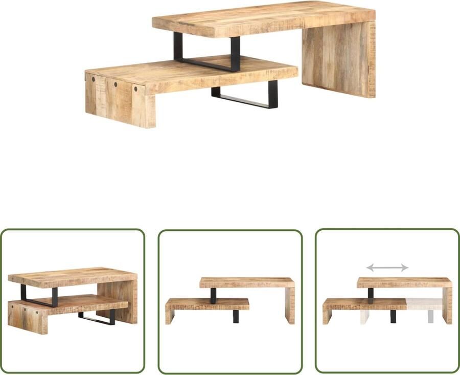The Living Store Mangohouten Tafelset Boventafel 90 x 50 x 40 cm Ondertafel 80 x 50 x 20 cm Montage vereist Salontafel Houten Tafel Mangoholzt Tweedelige Tafel Koffietafel - Foto 2