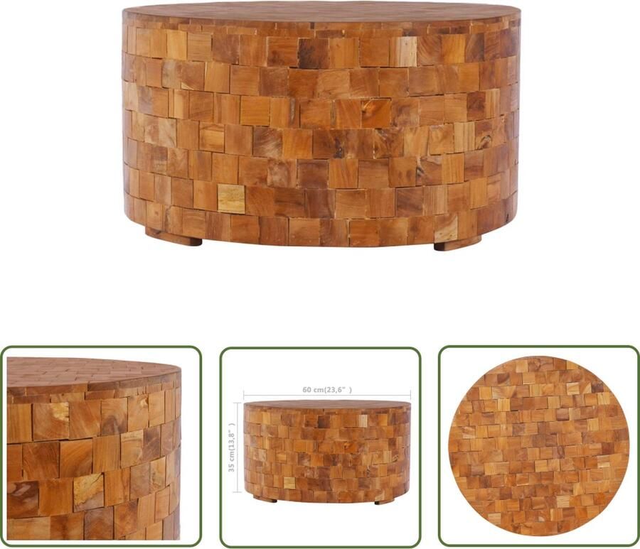 The Living Store Houten Salontafel á 60x35 cm Gemengd Hardhout Handgemaakt Salontafel Houten Tafel Koffietafel Hardhouten Meubilair Landelijke Stijl - Foto 2