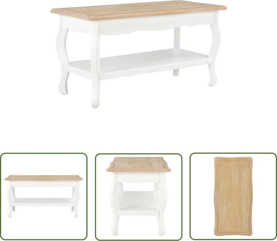The Living Store Salontafel Classic 87.5 x 42 x 44 cm MDF massief grenenhout Salontafel Houten Tafel Klassieke Salontafel Met Lade Frans Design - Foto 2
