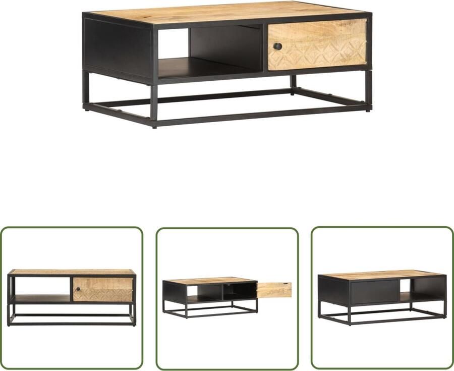 The Living Store Houten Salontafel IndustriÃle Stijl Mangohout 90x55x36 cm Salontafel Houten Tafel Industrieel Meubilair Mangohout Vintage Decor - Foto 2