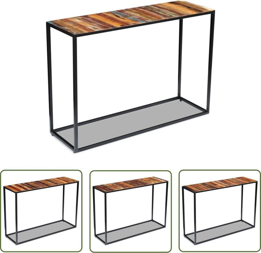 The Living Store Wandtafel Houten Meerkleurig 110x35x76 cm Gerecycled hout Wandtafel Houten Tafel Vintage Tafel Industriële Tafel Multifunctionele Tafel