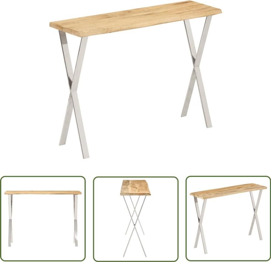 VidaXL Wandtafel met natuurlijke rand 105x33x76 cm massief mangohout Wandtafel Houten Tafel Mango Wood Salontafel Bijzettafel
