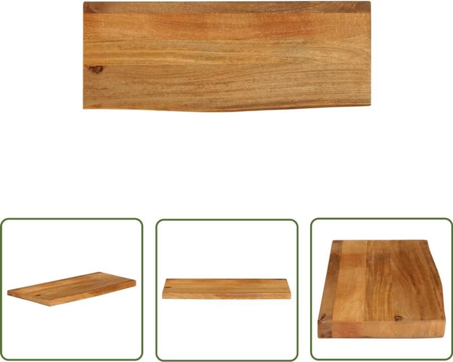The Living Store Houten Tafelblad 70 x 20 x 2.5 cm Massief Mangohout met Natuurlijke Rand Tafelblad Houten Tafelblad Mangohout Tafelblad Vintage Tafelblad Tweedehands Tafelblad
