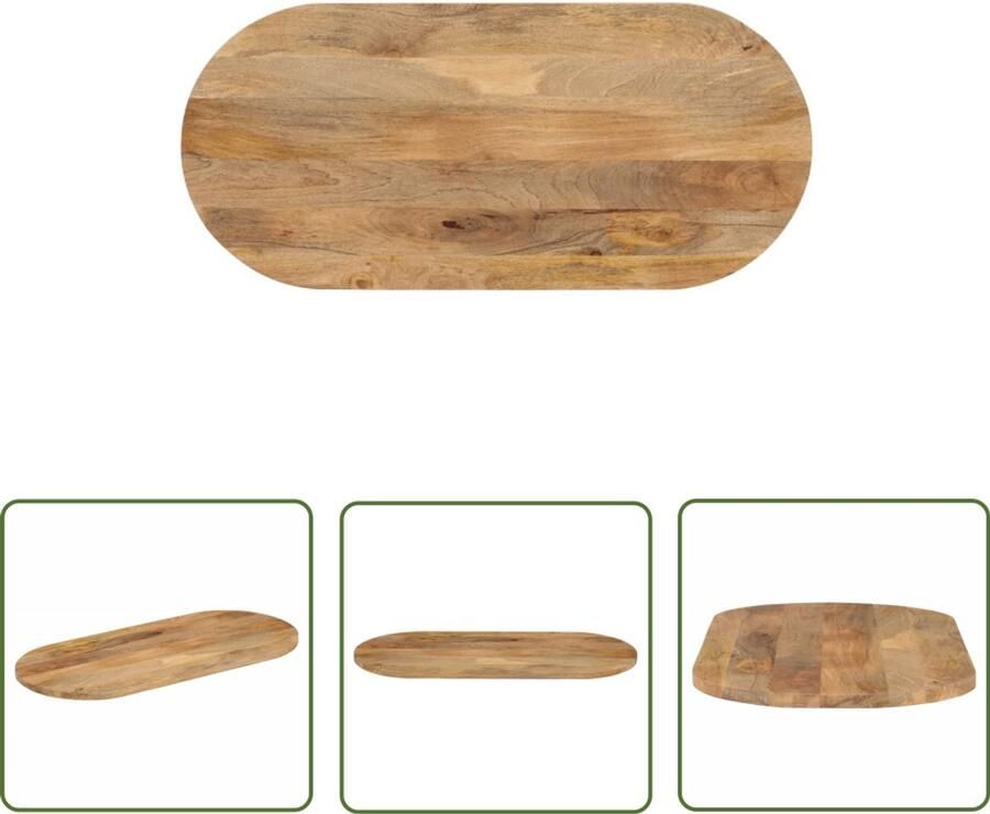 The Living Store Tafelblad ovaal 100x40x3 8 cm massief mangohout Tafelblad Houten Tafelblad Mangohout Tafelblad Oval Tafelblad Vintage Tafelblad