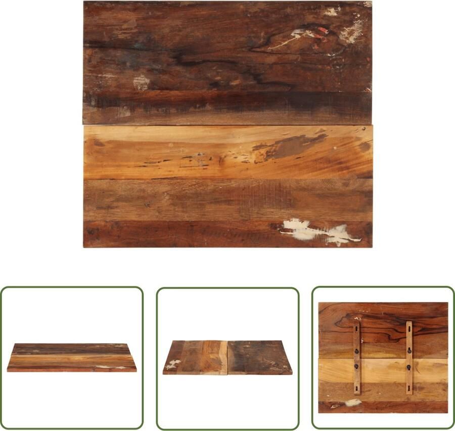 The Living Store Tafelblad rechthoekig 15-16 mm 60x70 cm massief gerecycled hout Tafelblad Houten Tafelblad Vintage Tafelblad Industrieel Tafelblad Recyclen Meubilair