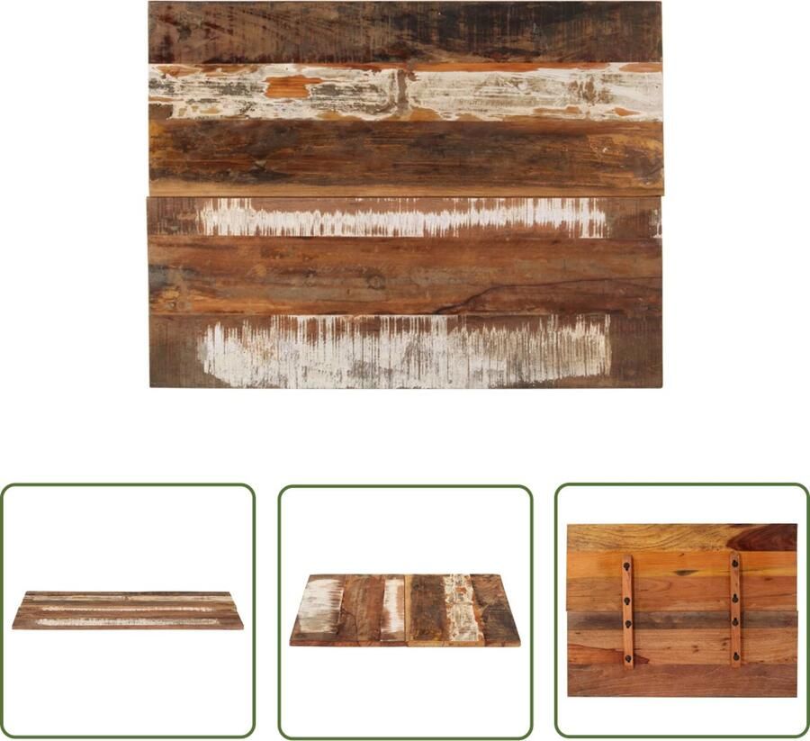 The Living Store Tafelblad rechthoekig 15-16 mm 60x80 cm massief gerecycled hout Tafelblad Houten Tafelblad Vintage Tafelblad Industriële Tafelblad Recyclen Tafelladen - Foto 2