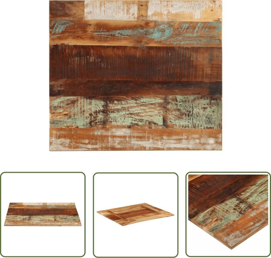 The Living Store Tafelblad rechthoekig 15-16 mm 70x80 cm massief gerecycled hout Tafelblad Houten Tafelblad Gerecycled Hout Vintage Tafelblad Rustieke Tafel - Foto 2