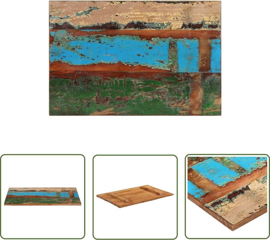 The Living Store Tafelblad rechthoekig 25-27 mm 60x90 cm massief gerecycled hout Tafelblad Houten Tafelblad Vintage Tafelblad Industrieel Tafelblad Recyceld Hout - Foto 2