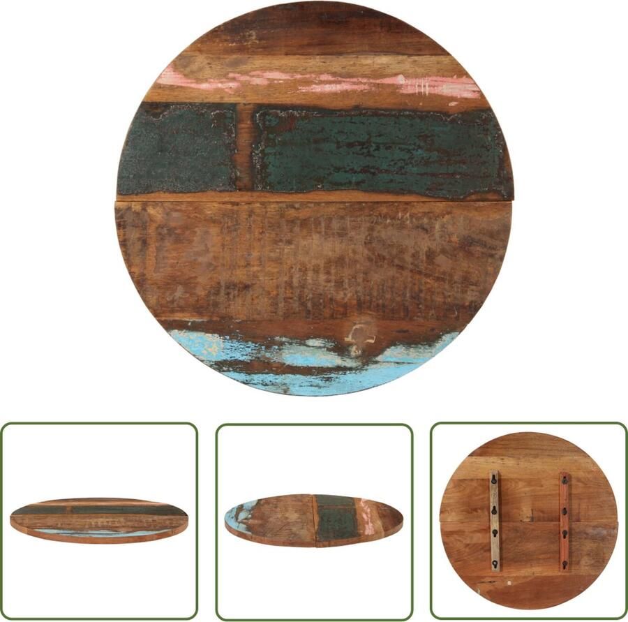 The Living Store Tafelblad Massief Hout 70 cm Gerecycled Hout Dikte 25-27 mm Tafelblad Houten Tafelblad Vintage Tafelblad Industriële Tafelblad Gerecycleerd Hout - Foto 2