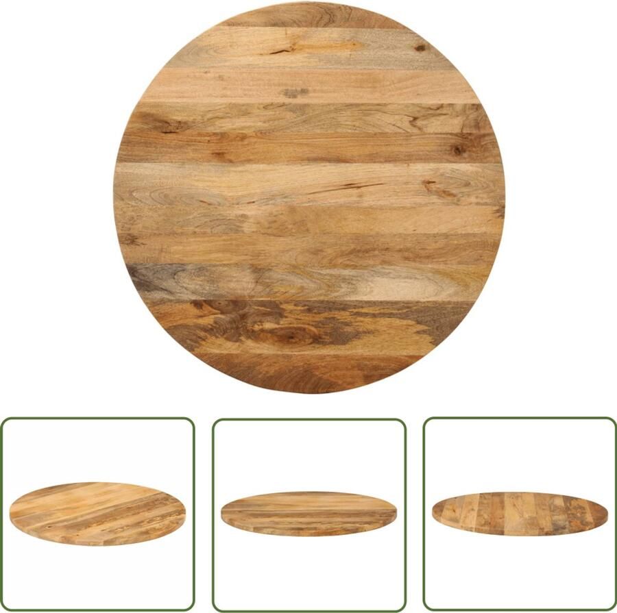 The Living Store Tafelblad rond Ø 70x2 5 cm massief ruw mangohout Tafeltblad Houten Tafelblad Mangohout Tafelblad Rond Vintage Tafelblad