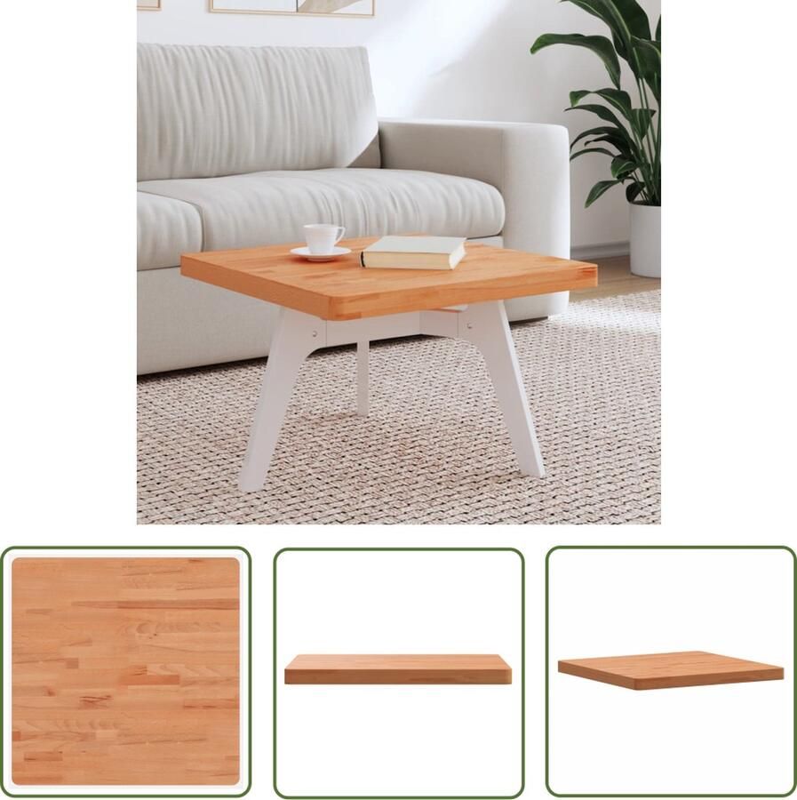 VidaXL Houten Tafelblad Tafeltblad Tafelblad vierkant 60x60x4 cm massief beukenhout Beukenhouten Tafelblad Vierkant Tafelblad Salontafel Blad