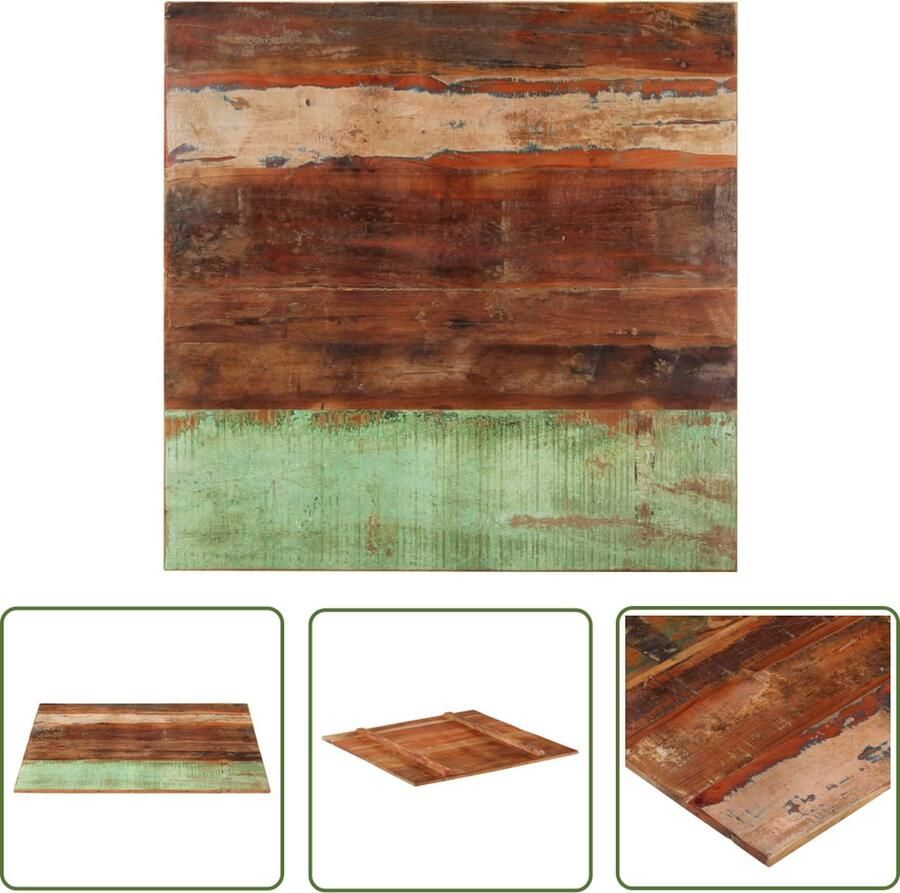 The Living Store Tropisch Houten Tafelblad 80 x 80 cm Massief gerecycled hout Tafelblad Houten Tafelblad Tropisch Hout Recyclede Hout Vintage Tafelblad - Foto 3