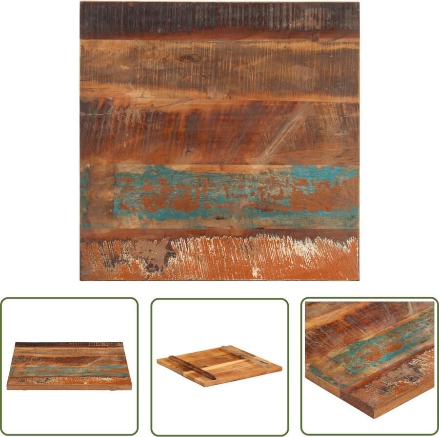 The Living Store Tafelblad vierkant 25-27 mm 60x60 cm massief gerecycled hout Tafelblad Houten Tafelblad Vintage Tafelblad Industriële Tafelblad Recyclen Hout - Foto 2