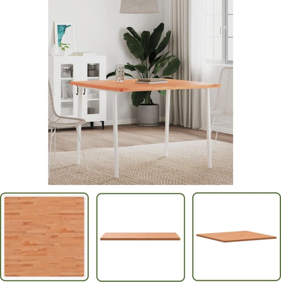 The Living Store Tafelblad Houten tafelblad 90 x 90 x 2.5 cm Massief beukenhout Tafelblad Houten Tafelblad Beukenhouten Tafelblad Eetkamertafel Salontafel