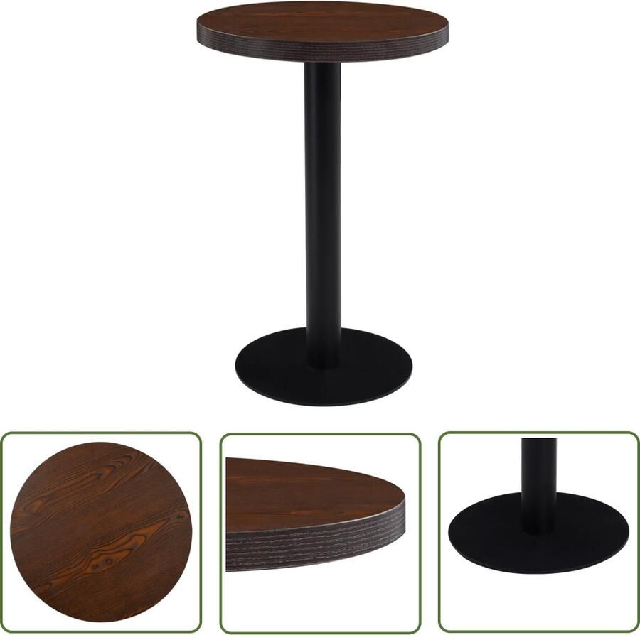 The Living Store Bistrotafel Houtnerfpatroon Gemakkelijk schoon te maken Donkerbruin Zwart 50 x 75 cm Bistrotafel Houten Tafellaag Eetkamertafel Kleine Tafel Cafetafel - Foto 2