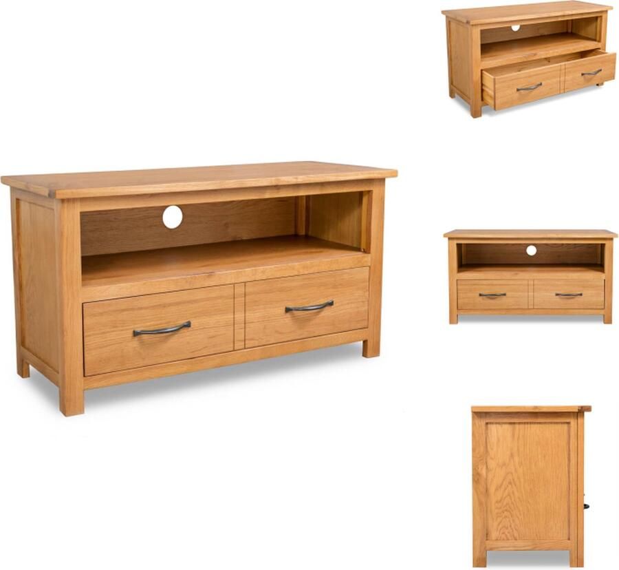 VidaXL Tv-meubel Tv-meubels Tv Meubel Tv Meubels Tv-meubel 90x35x48 cm massief eikenhout