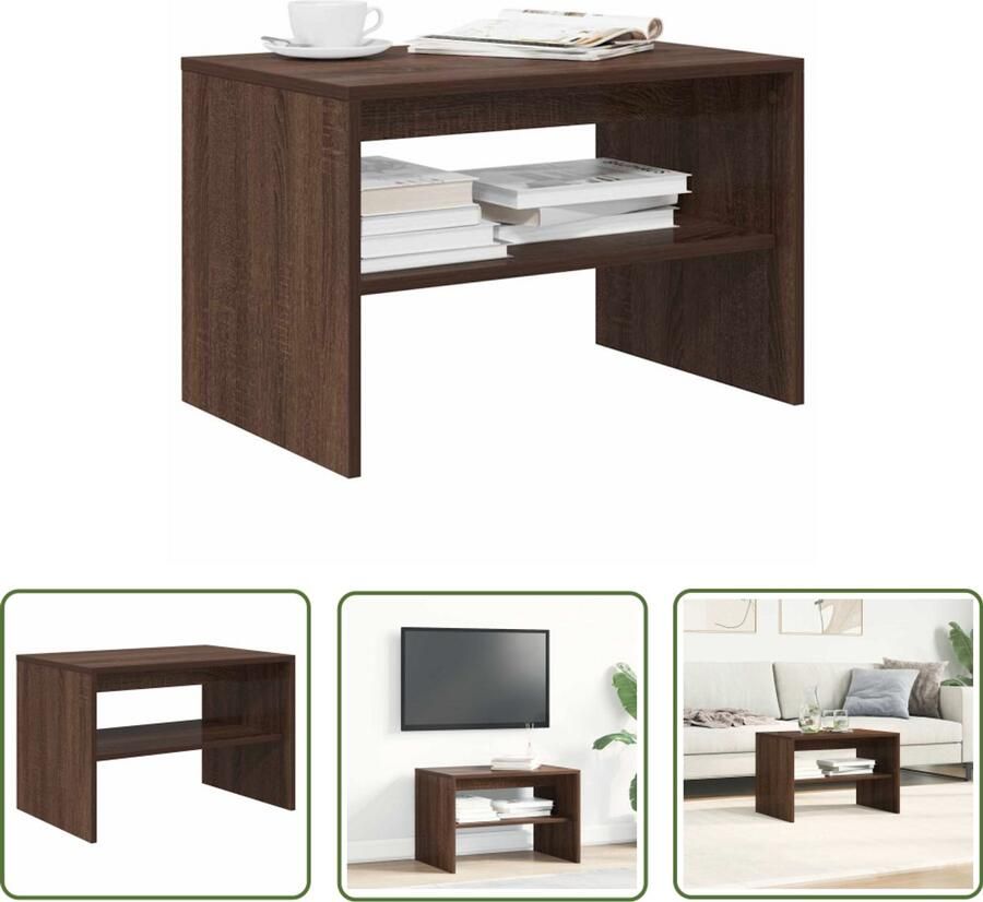 The Living Store Tv-meubel 60x40x40 cm bewerkt hout bruin eikenkleur Tv-meubel Houten Tv-kast Media Kast Salontafel Living Room Furniture