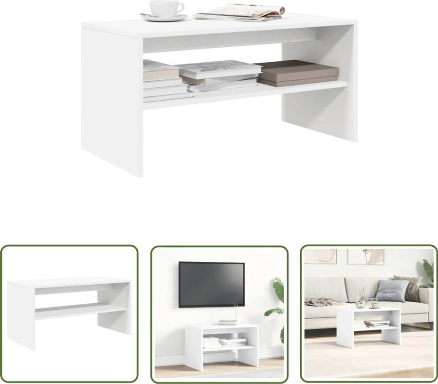 The Living Store Tv-meubel 60x40x40 cm bewerkt hout wit Tv-meubel Houten Tv-kast Media Kast Salontafel Tv Stand