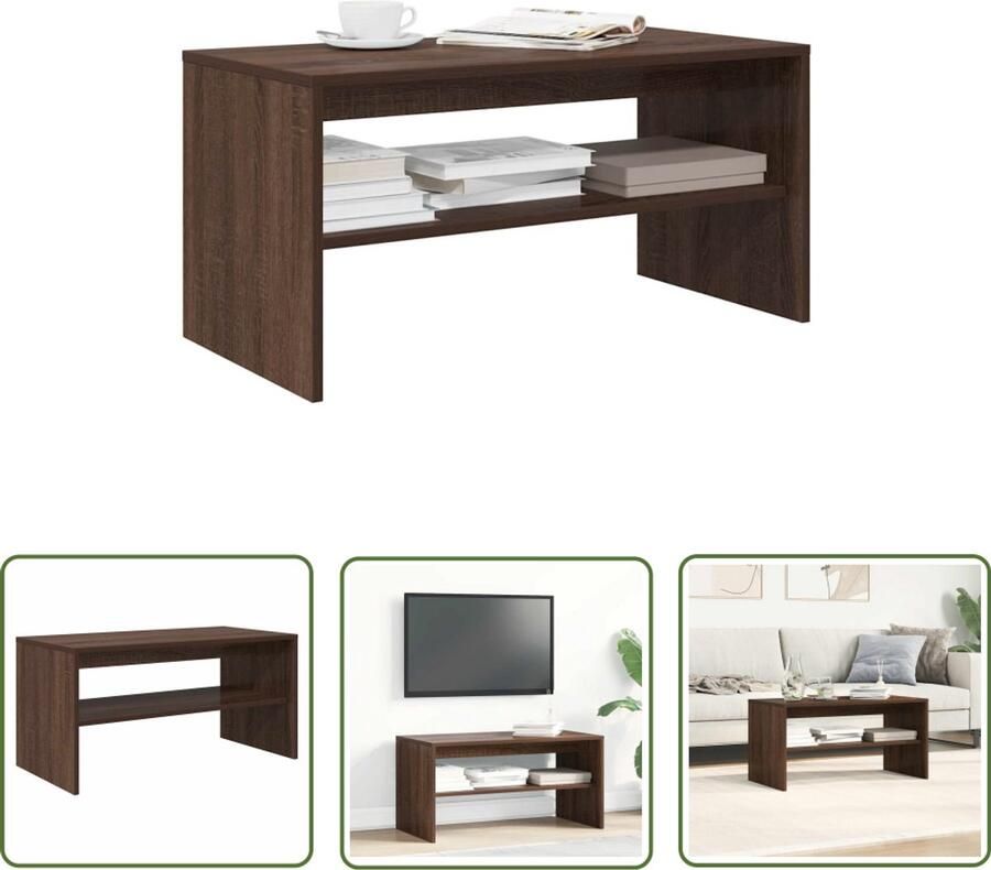 The Living Store Tv-meubel 80x40x40 cm bewerkt hout bruin eikenkleur Tv-meubel Houten Tv-kast Media Kast Salontafel Bruin Eiken