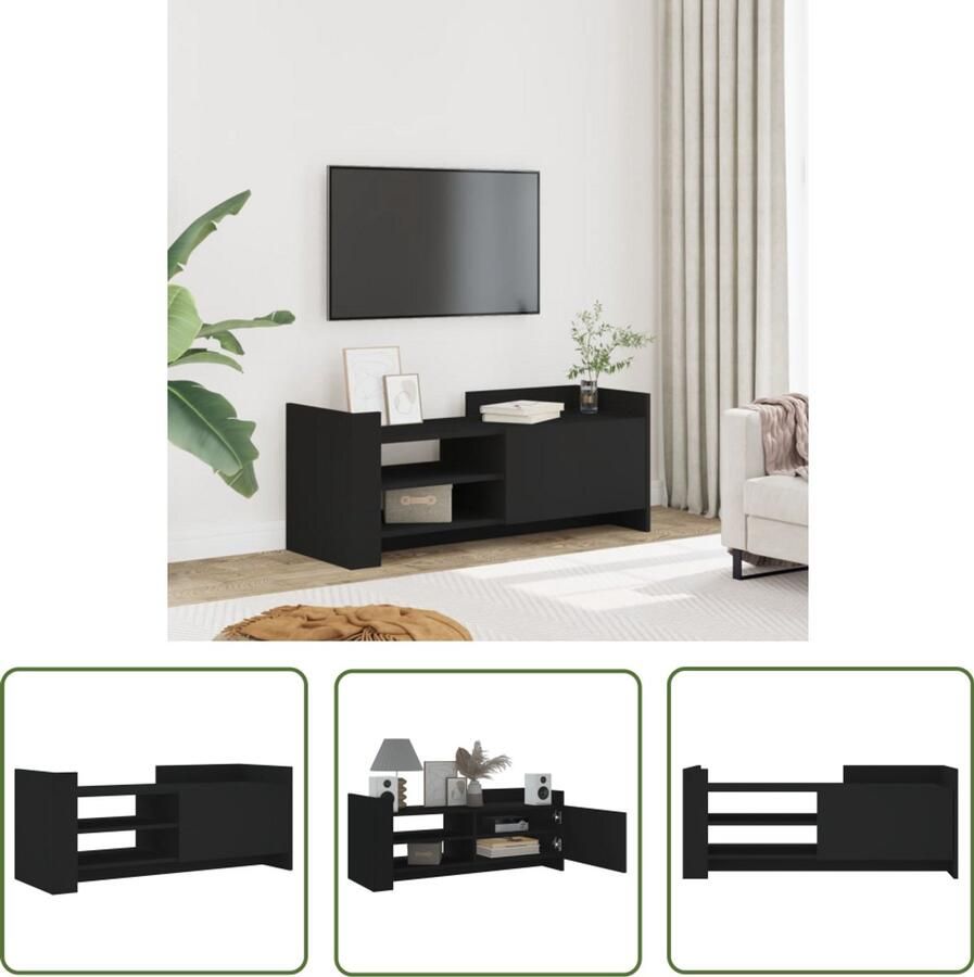 VidaXL Tv-meubel 100x35x40 cm bewerkt hout zwart Tv-meubel Houten Tv-meubel Zwart Tv-meubel Compact Tv-standaard Salontafel