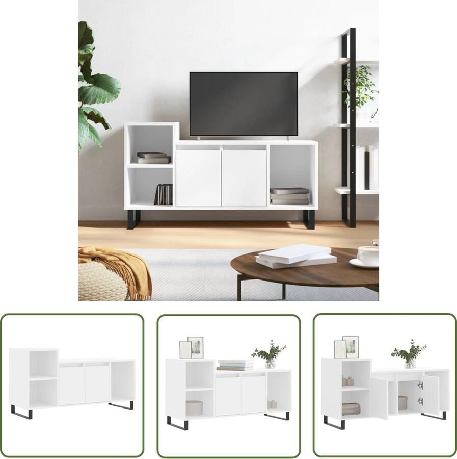 The Living Store TV-meubel Wit 100 x 35 x 55 cm Hoge Kwaliteit Tv-meubel Houten Tv-meubel Witte Tv-standaard Media Kast Salontafel