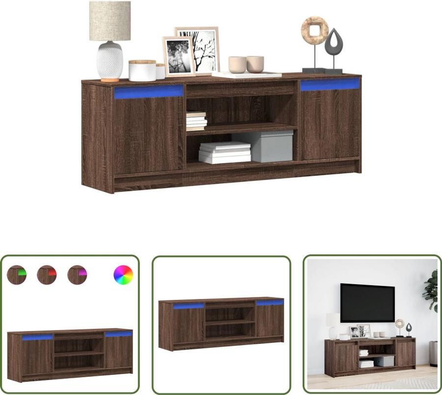 VidaXL Houten Tv-meubel met LED 139 5x34x50 cm bewerkt hout bruin eikenkleur Tv Kast Led Tv-meubel Salontafel