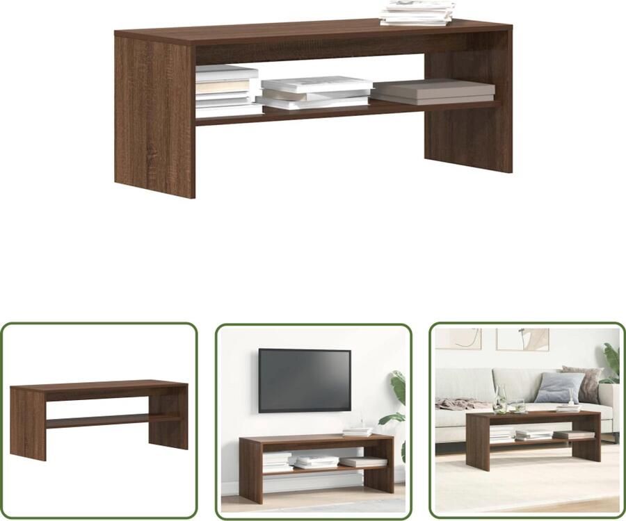 The Living Store Tv-meubel 100x40x40 cm bewerkt hout bruin eikenkleur Tv-meubel Houten Tv-standaard Salontafel Kast Opbergruimte