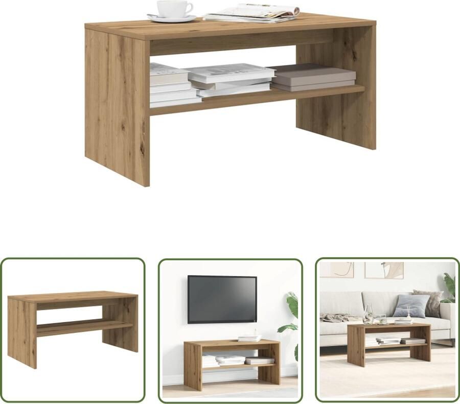 The Living Store Tv-meubel 80x40x40 cm bewerkt hout artisanaal eikenkleur Tv-meubel Houten Tv-standaard Salontafel Livingroom Furniture Eiken Kleur